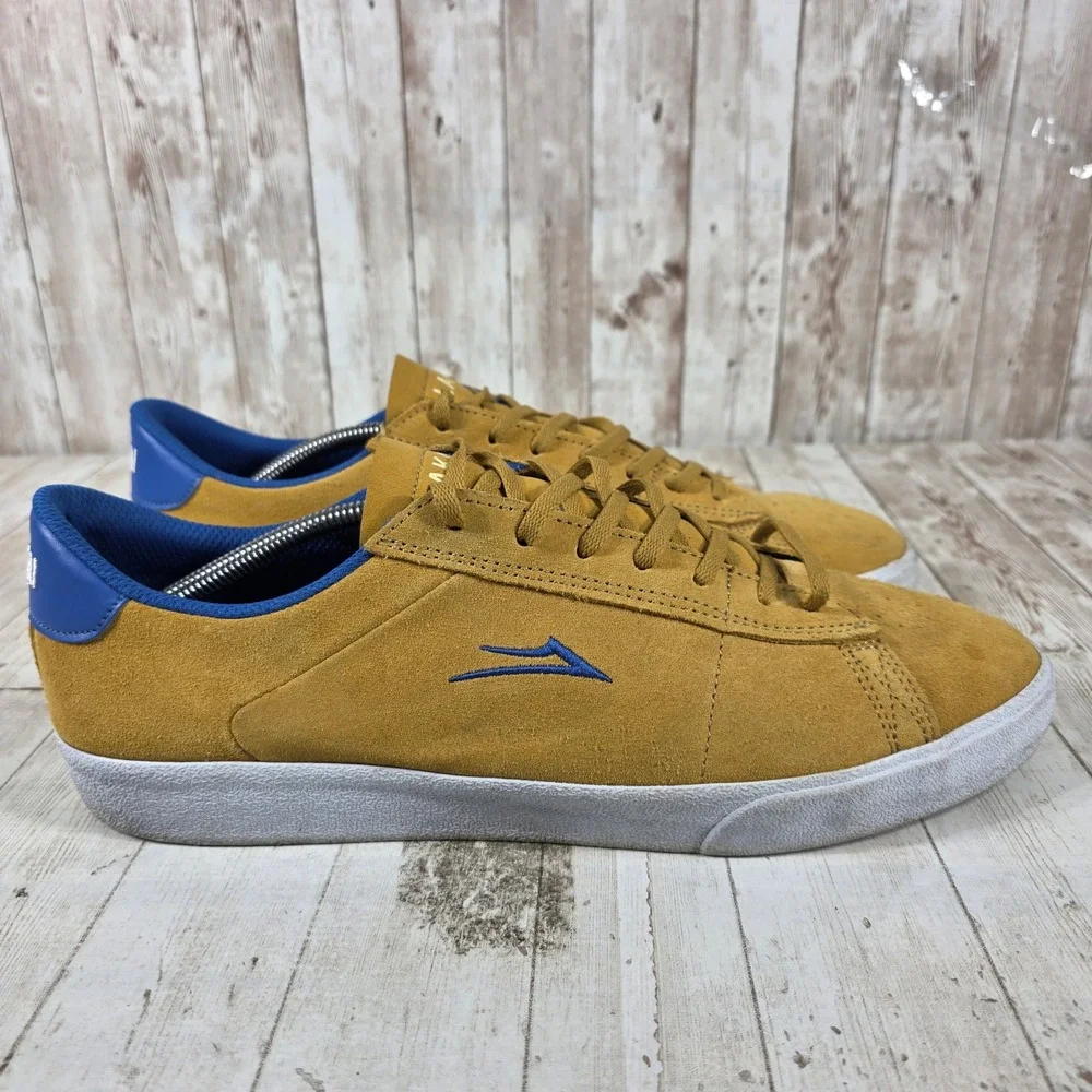 Lakai Newport Mens Suede Skate Shoes Mustard Yellow Blue MS120-0245 Size 13